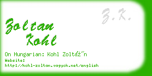 zoltan kohl business card